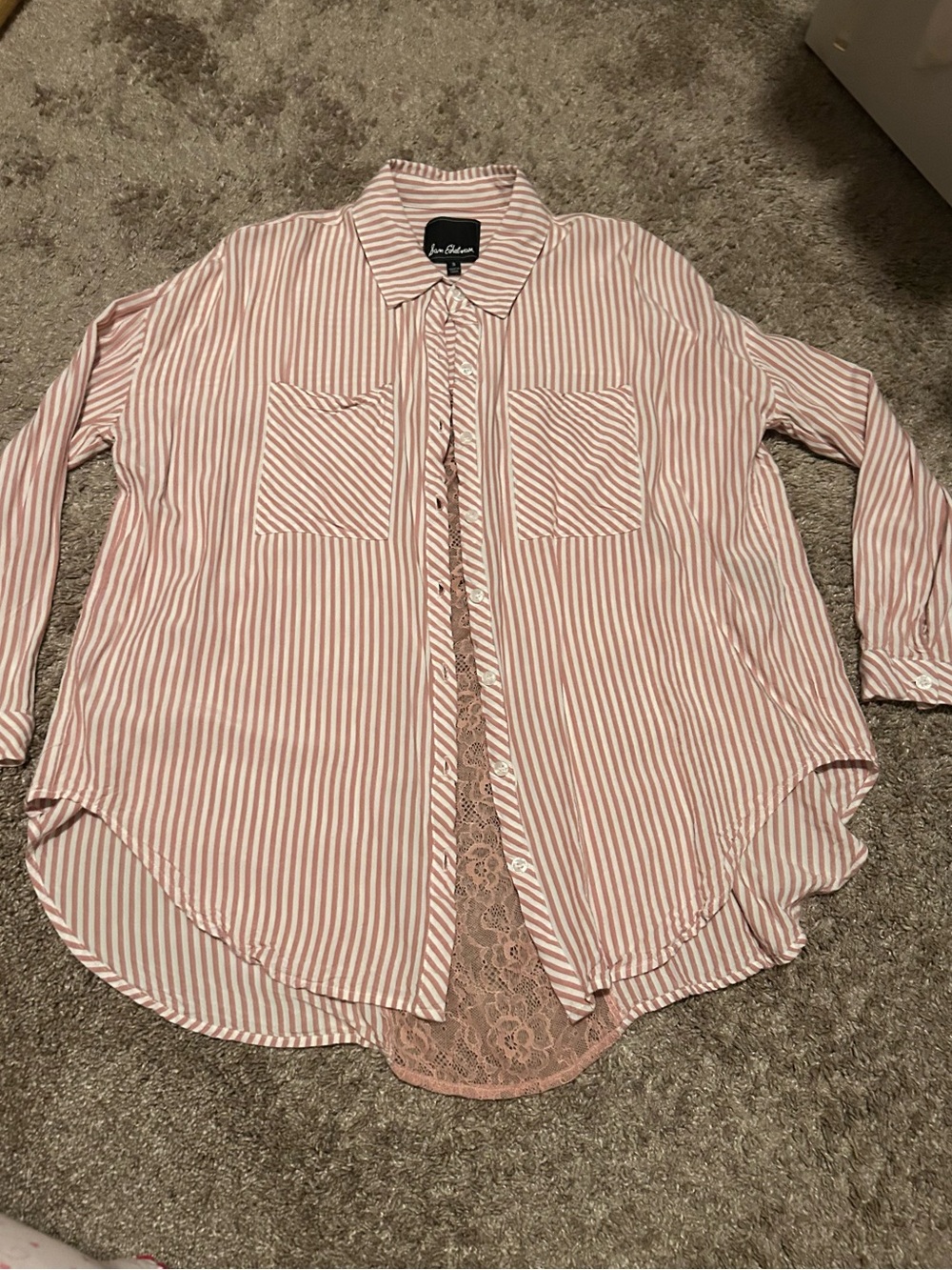 Sam Edelman Blush and White Striped Button-Down Shirt